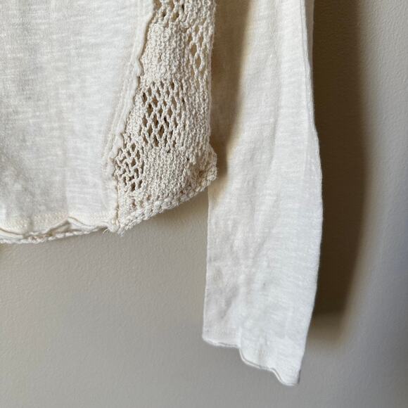 Free People Bohemian Top Womens SMALL Patchwork Lace Back Peasant Hippie Ivory - Picture 6 of 11
